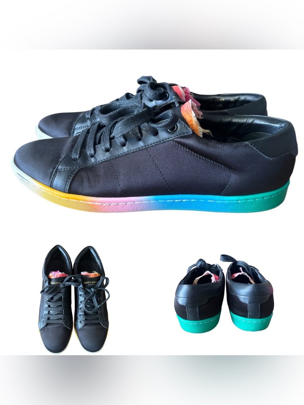 Saint Laurent Rainbow Satin Sneakers